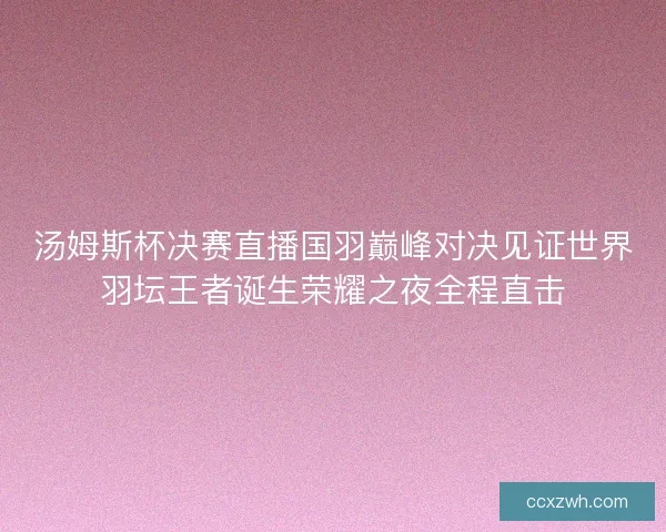 汤姆斯杯决赛直播国羽巅峰对决见证世界羽坛王者诞生荣耀之夜全程直击