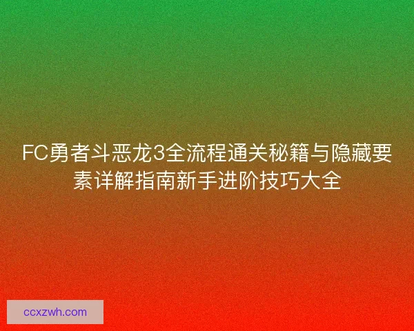 FC勇者斗恶龙3全流程通关秘籍与隐藏要素详解指南新手进阶技巧大全